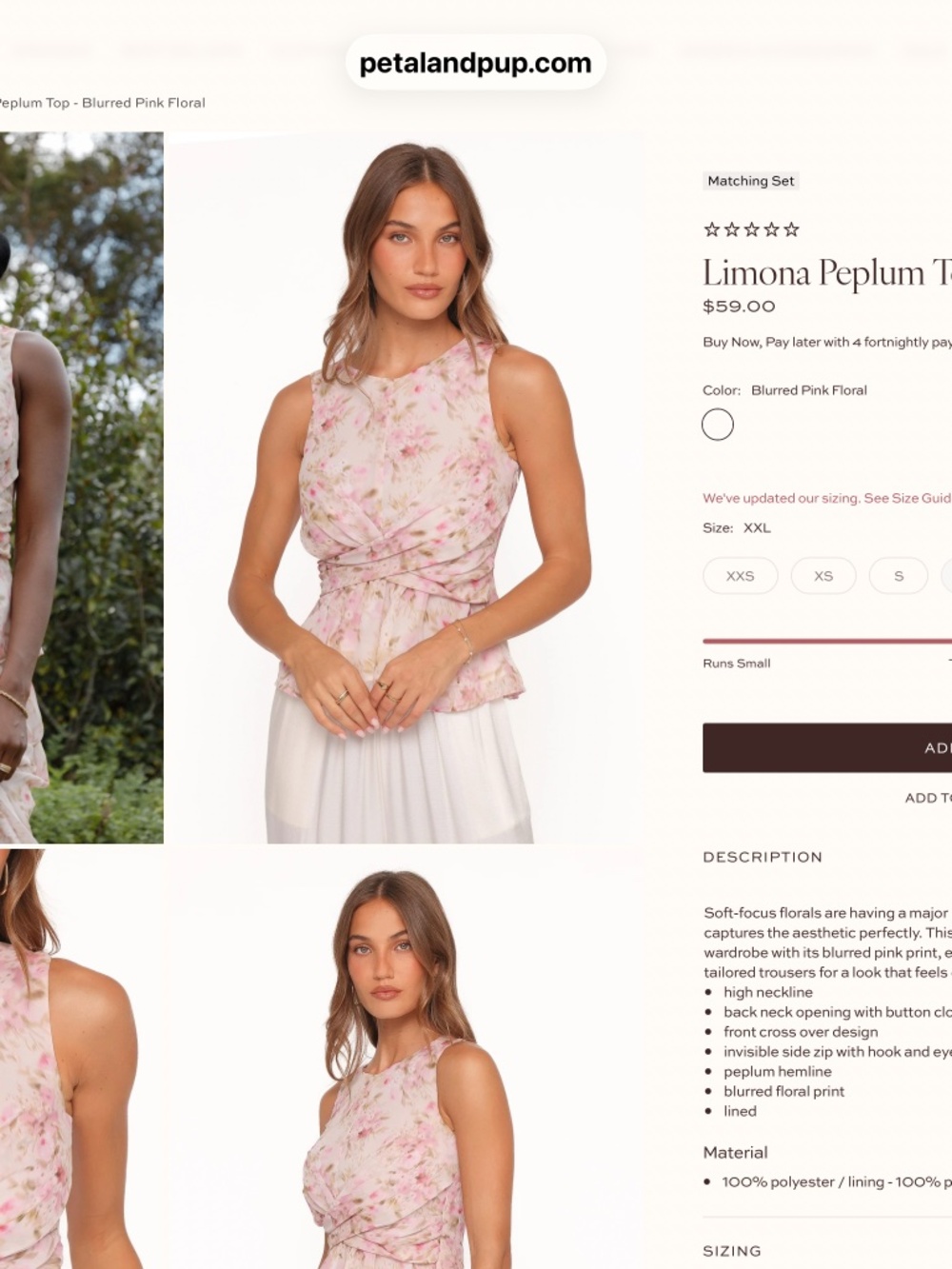 Petal and Pup Peplum Top, XXL